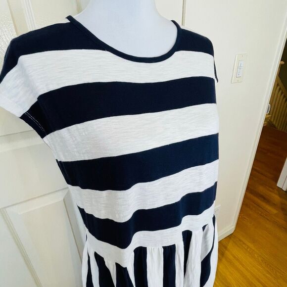 Boden British Striped Cotton T-Shirt Midi Dress Blue Stripe Size 12P - Picture 2 of 12
